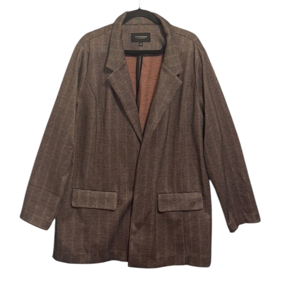 Liverpool Los Angeles Plaid Knit Boyfriend Blazer Jacket Open Front Plus Size 2X